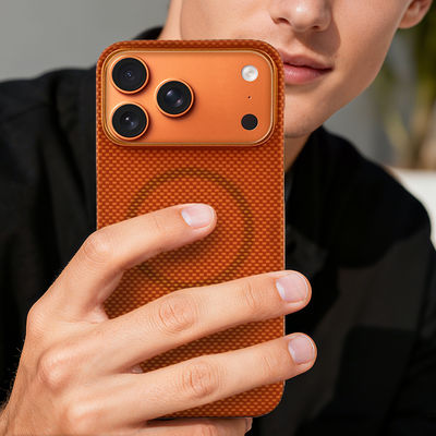 Premiumowa obudowa na telefon komórkowy z włókna węglowego aramidowego z metalową ramką do iPhone 17 Pro Max